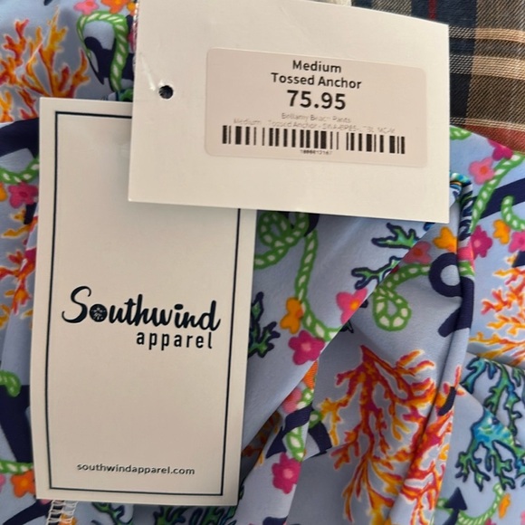 NWT Southwind Apparel Nylon & Spandex Light Blue Floral Wide Leg Palazzo Pants M - Picture 5 of 9